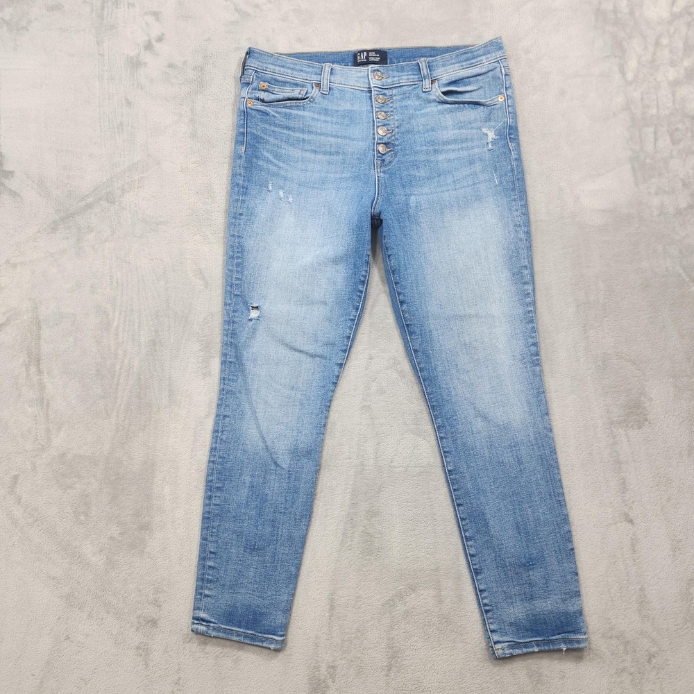 Gap Jeans Womens 14/32 Blue High Rise Legging Jegging Button Fly Stretch Denim